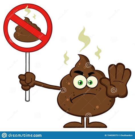 Angry Poop Cartoon Mascot Character Gesturing And Holding A Poo In A