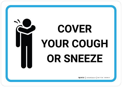 Cover Your Cough Or Sneeze With Icon Landscape Wall Sign Creative