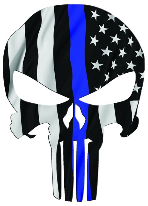 American Punisher Waving Thin Blue Line Decal Etsy