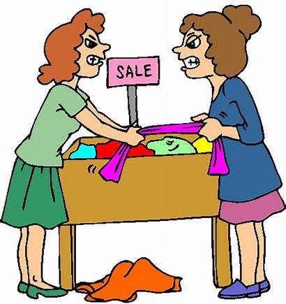 Fighting Clip Shopping Clipart Bargain Funny Ladies