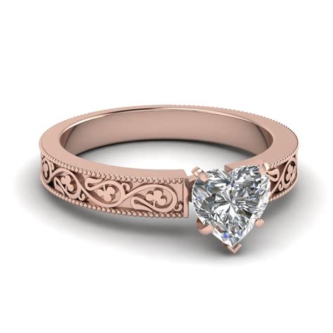 Heart Shaped Diamond Engagement Ring In 14k Rose Gold