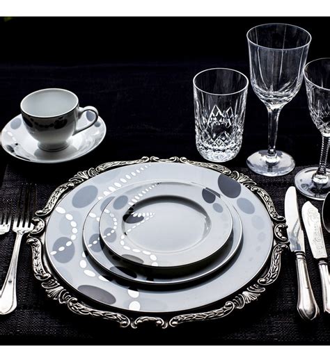 Lazzaro Elegance 47 Pcs Dinner Set Off White And Silver By Lazzaro