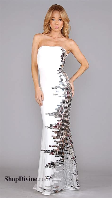 Jovani White Silver Sequin Long Dress Glamour Dress Party Dress Long