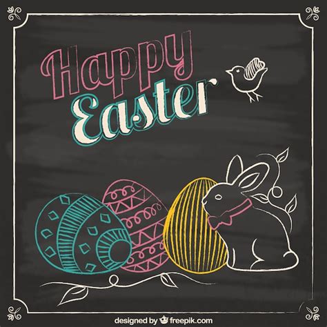 Easter Card In Blackboard Style Vector Free Download