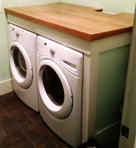 Since i assume you are running the counter over top of the appliances, then you need to allow enough room to reach back to the wall to shut off. DIY Laundry Room Countertop Over Washer Dryer | Laundry ...