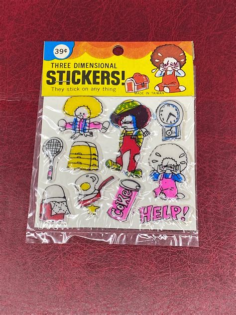 paper vintage 70s puffy stickers nip stickers pe