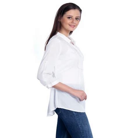 White 34th Sleeve Pintex Yoke Formal Shirt With Lace At Best Price In