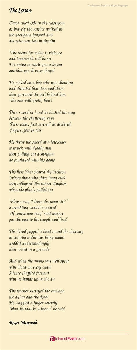 The Lesson Poem By Roger Mcgough