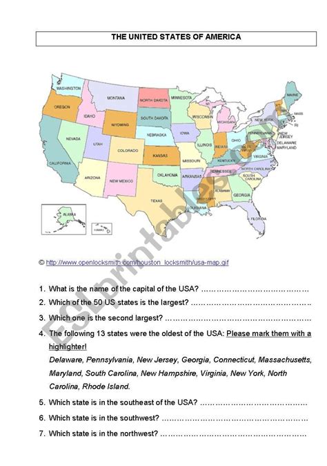 The United States Of America Esl Worksheet By Gertraud