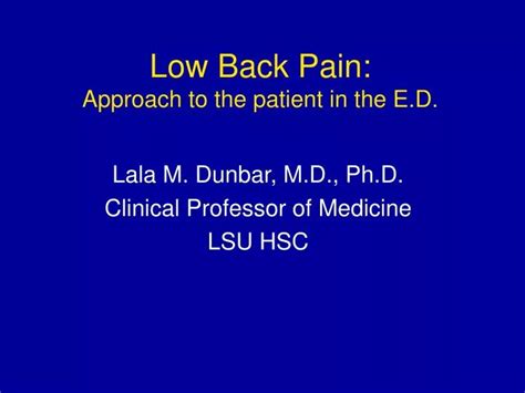 Ppt Low Back Pain Approach To The Patient In The Ed Powerpoint