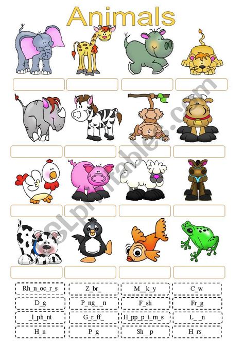 Animal Cut And Paste Worksheets