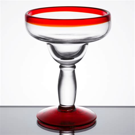 Libbey 92308r Aruba 12 Oz Margarita Glass With Red Rim And Base 12 Case