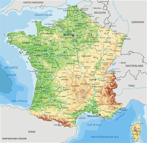 La Cartina Fisica Della Francia