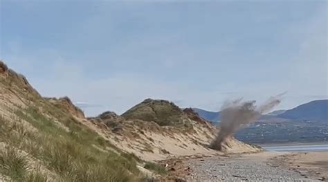Footage Shows Controlled Explosion On Anglesey Beach After Unexploded