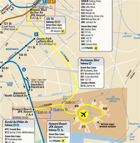 City Of New York New York Map Jfk Airtrain Route Map