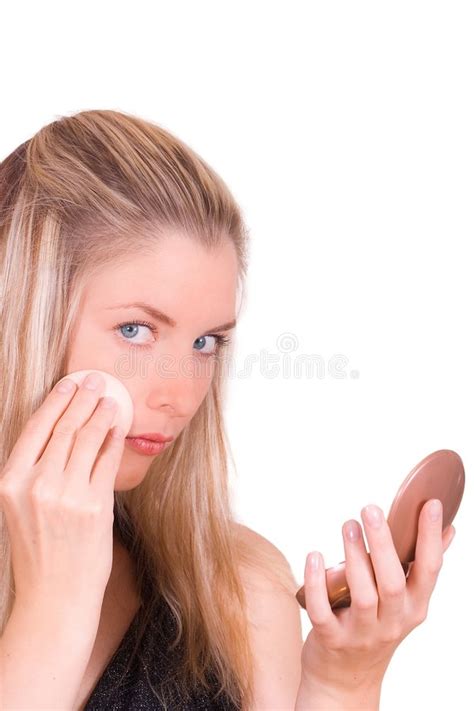A Girl With The Mirror Stock Image Image Of Cosmetics 3417001