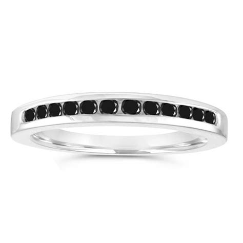 Black Diamond Wedding Band Diamonds Wedding Ring 14k White Gold 026