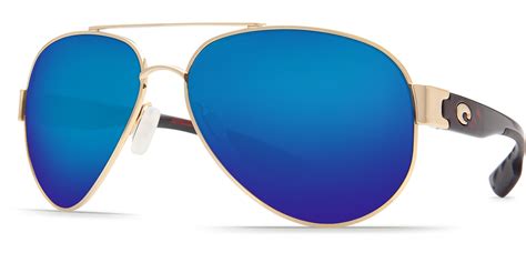Costa Del Mar Polarized South Point Aviator Sunglasses Gold Frame Blue
