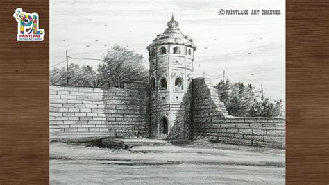 How To Draw Beautiful Monuments Type Drawing And Shading Easy Pencil