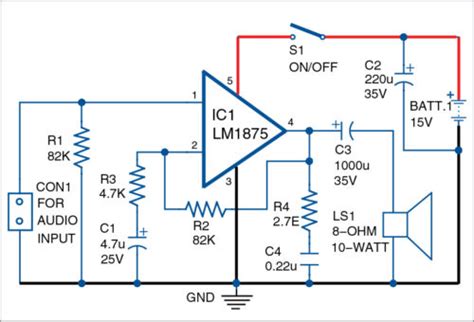 100w audio amplifier circuit diagram and explanation. 10-Watt Audio Amplifier using LM1875 Schematic Circuit Diagram