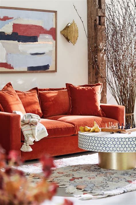 Living Room Ideas With Orange Sofa Modern Neutral Living Room With