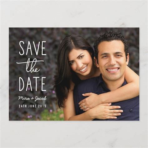 Modern Couple Photo Save The Date Card Zazzle Couple Engagement Pictures Wedding Photo