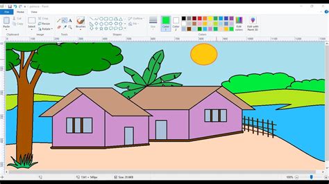 How To Draw A Beautiful Scenerycomputer Drawingms Paint Drawing
