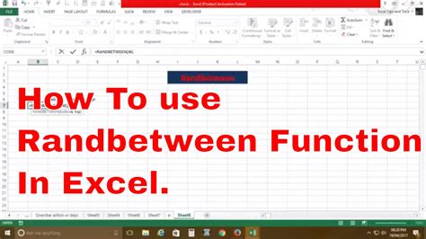 Return a single value (below). Randbetween function in Excel - YouTube