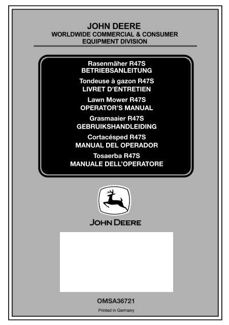 Inhalt R47s Operators Manual John Deere