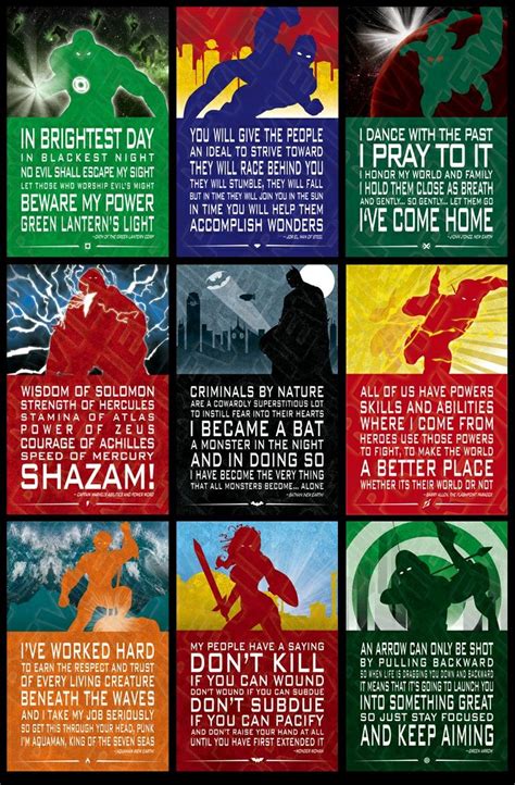 Justice League Quote Posters Set 1 Green Lantern Superman Martian