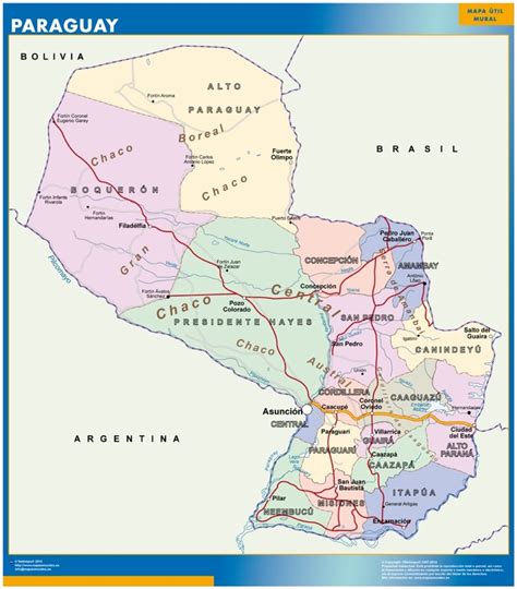 Poverty reduction and other policies, paraguay has seen an extraordinary growth in. Mapa Paraguay | Mapas Murales de España y el Mundo