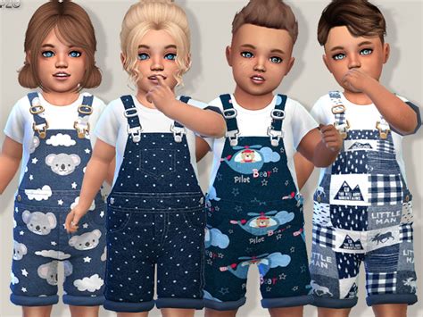 The Sims Resource Denim Short Overalls For Toddlers