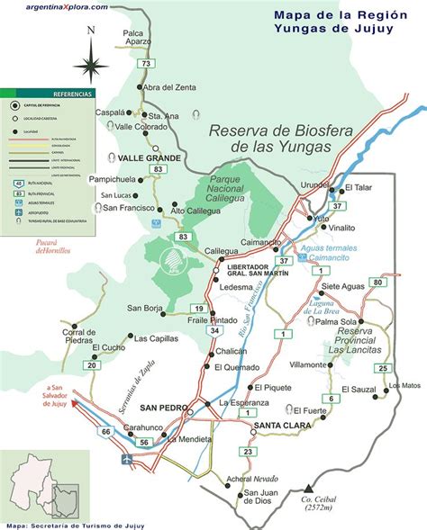 Mapa De Rutas Y Localidades Del Circuito De Las Yungas Jujuy San