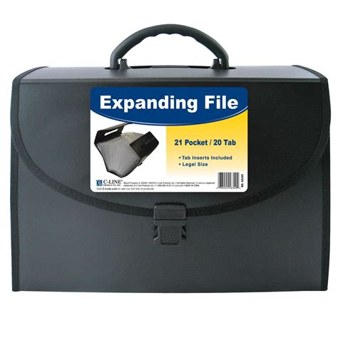 C-Line 21-Pocket Poly Expanding File with Handle, Includes Tabs ...