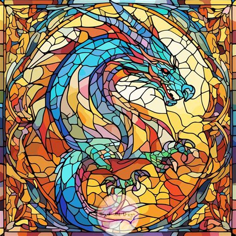 Dragon Stained Glass Sublimation Designs Stained Glass Windows Stained Glass Patterns