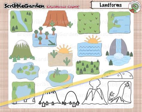 Landforms Geography Clipart Clip Art Geography Black N White Images