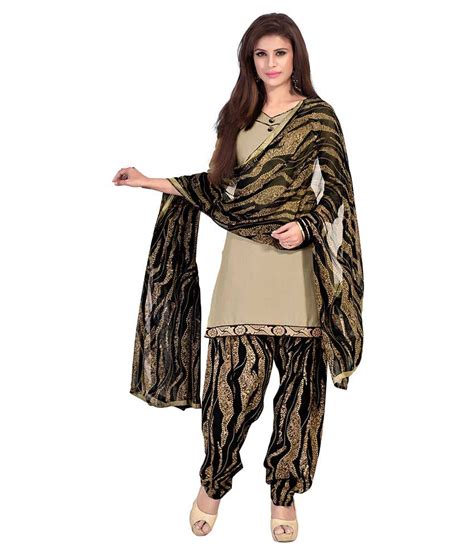 Women Latest Fancy Designer Salwar Suit Beige Cotton Straight Unstitched Dress Material Buy