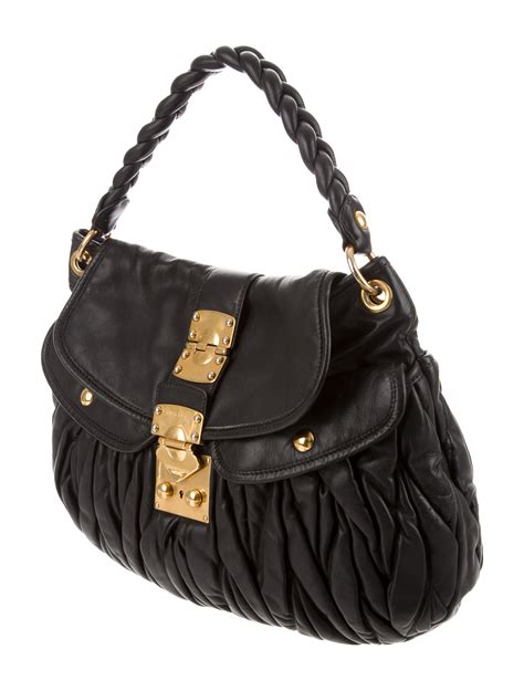 miu miu pleated leather satchel handbags miu66184 the realreal