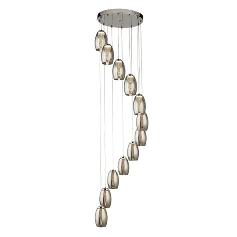 Cyclone Multi Drop 12 Pendant Light In Chrome With Smoked Glass Furniture In Fashion