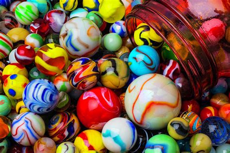Red Jar Spilling Marbles Photograph By Garry Gay Fine Art America