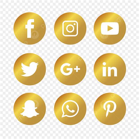 Golden Social Media Icons Set Social Icons Media Icons Social Media