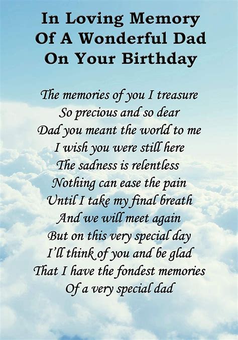 Wonderful Dad On Your Birthday Memorial Graveside Poem Keepsake Card Includes Free Ground Stake