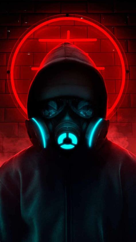 Gas Mask Neon Hoodie Guy Iphone Wallpapers Iphone Wallpapers