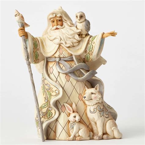 One Love For All White Woodland Santa With Cane And Animals Jim Shore