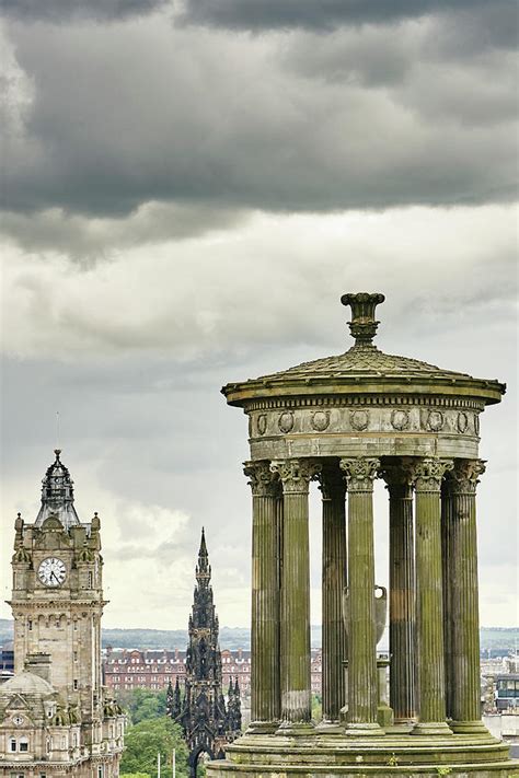 Elevated Cityscape With Dugald Stewart Monument And Scotts Monument