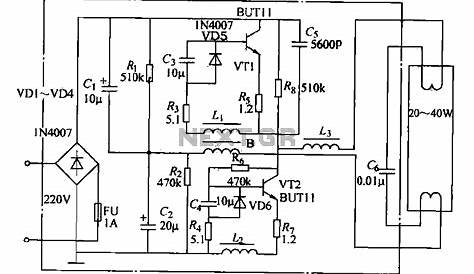 fluorescent lamp ballast circuit diagram