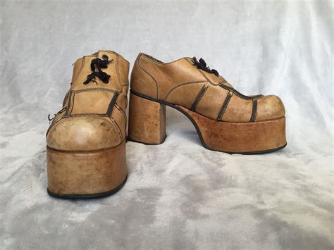 Vintage 70s Mens Platform Shoes Size 10uk 11us 45eu Disco Etsy Mens
