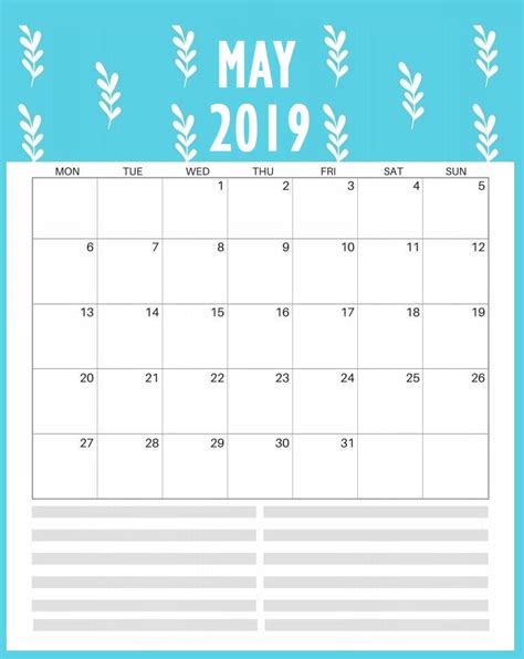 Printable May 2019 Template Calendar Printable Calendar Design Print