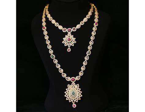 Sree Kumaran K Gold Swarovski Stone Haram Set