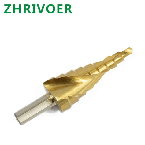 Triangular Shank Titanium Plated Bit Spiral Groove Step Drill 4241 Material Step Drill Pagoda